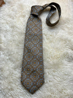 Folkespeare Trevira - Brown Gold Blue Baroque Geometric Pattern tie