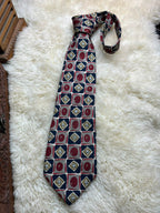 Principles Silk - Navy Red Gold Geometric Square tie