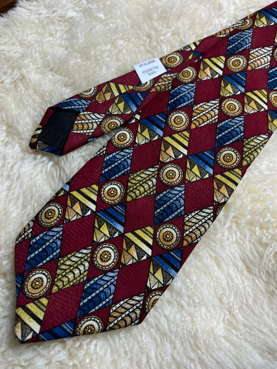 Piscador Made in UK - Burgundy Aztec Tribal Geometric Tie