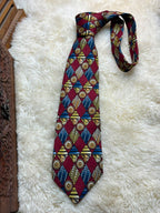 Piscador Made in UK - Burgundy Aztec Tribal Geometric Tie