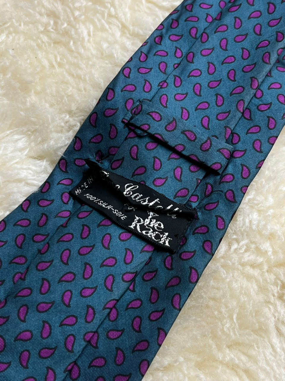 Tie Rack Made in Italy Pure Silk - Teal Purple Paisley Tie
