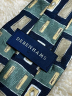 Debenhams - Green Navy Blue Geometric Abstract Retro Tie