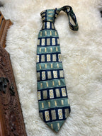 Debenhams - Green Navy Blue Geometric Abstract Retro Tie