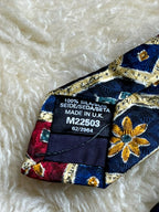 NEXT Made in UK Pure Silk - Navy Red Gold Mosaic Hexagon Tie