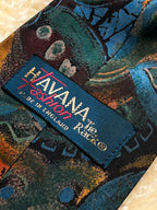 Havana Tie Rack Made in UK - Teal Orange Psychedelic Abstract Tie