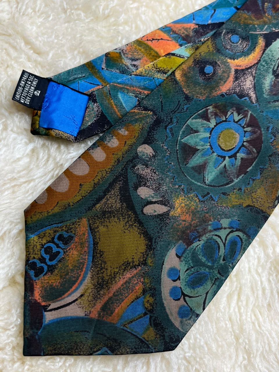 Havana Tie Rack Made in UK - Teal Orange Psychedelic Abstract Tie