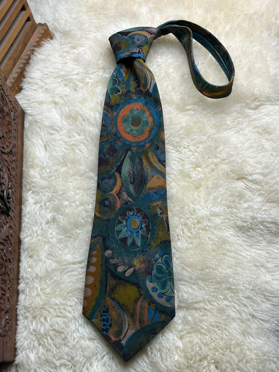 Havana Tie Rack Made in UK - Teal Orange Psychedelic Abstract Tie