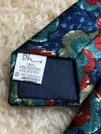 Bhs Men's - Navy Teal Red Impressionist Floral Print Tie