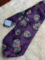 Made in Belgium Silk - Plum Purple Floral Bubble Print tie