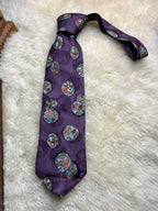 Made in Belgium Silk - Plum Purple Floral Bubble Print tie
