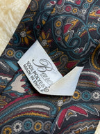 Baris Made in England - Charcoal Teal Burgundy Paisley tie