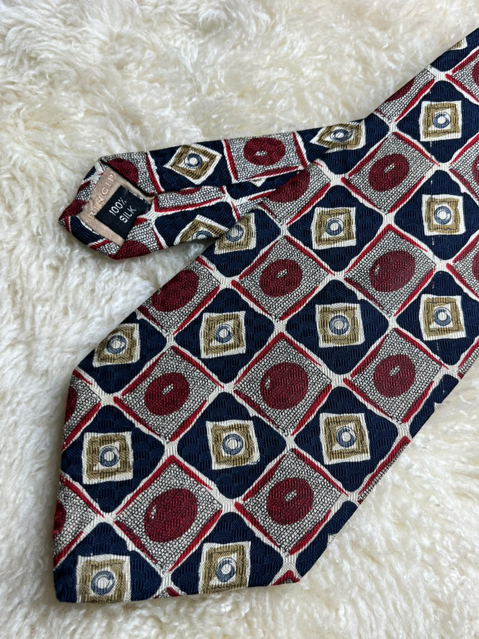 Principles Silk - Navy Red Gold Geometric Square tie