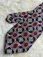 Principles Silk - Navy Red Gold Geometric Square tie