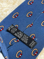 Frogg Swiss Made Silk - Dusty Blue Equestrian Stirrup Print Tie