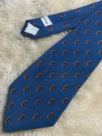 Frogg Swiss Made Silk - Dusty Blue Equestrian Stirrup Print Tie