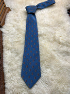 Frogg Swiss Made Silk - Dusty Blue Equestrian Stirrup Print Tie
