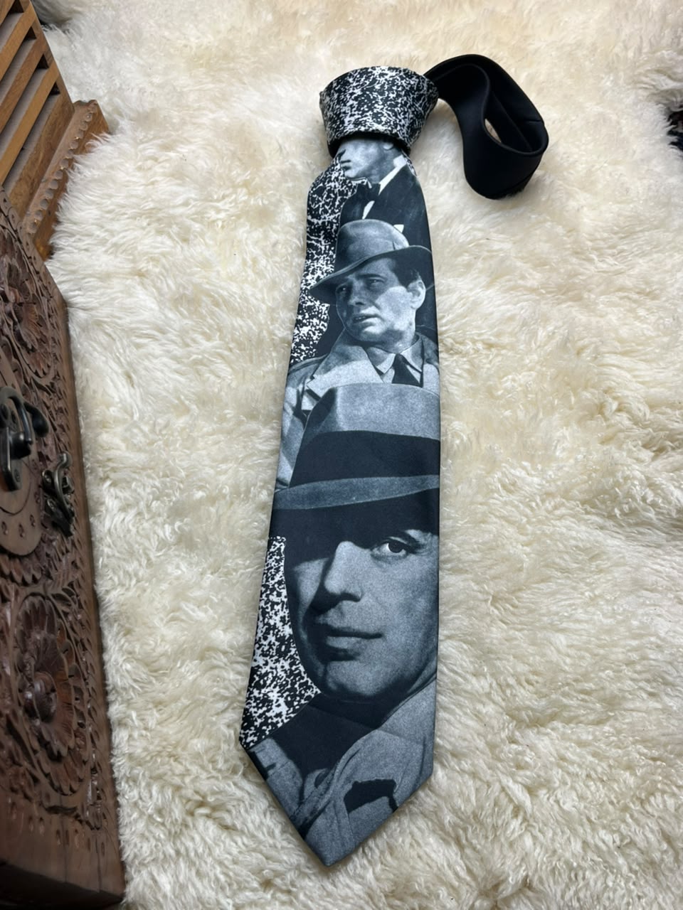 Vintage Ralph Marlin Humphrey Bogart - 90s Noir Cinema Necktie