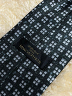 Marks & Spencer - Dark Green Grey Micro Check Geometric Tie