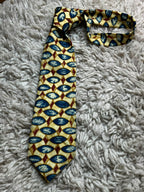 Ambiance Clothing - Cream Blue Maroon Geometric Lattice tie