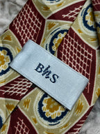 BHS - Burgundy Cream Mustard Geometric Medallion tie