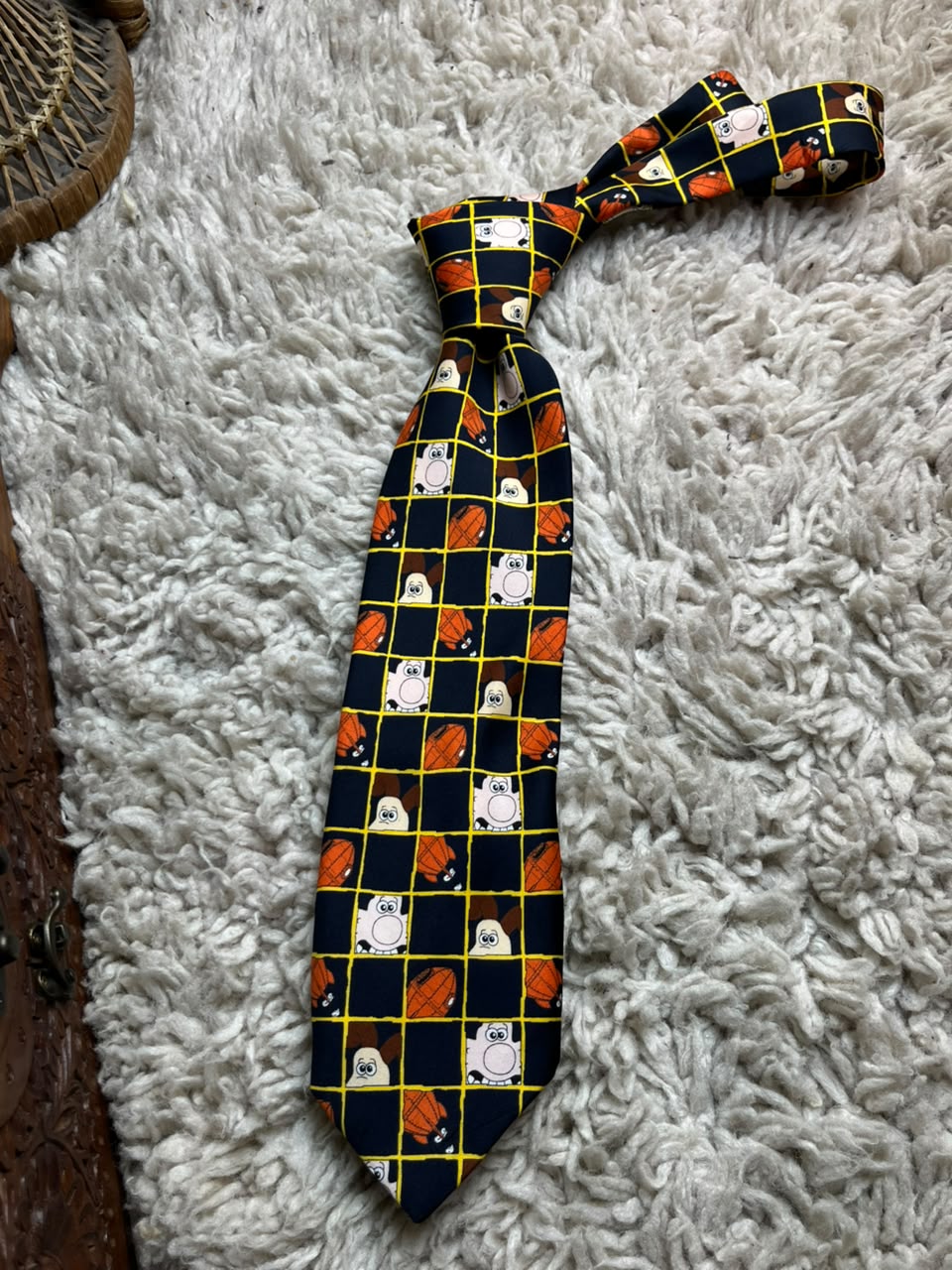 Wallace & Gromit Necktie Marks & Spencer - 90s Cartoon Grid Tie
