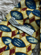Ambiance Clothing - Cream Blue Maroon Geometric Lattice tie