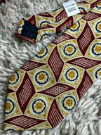 BHS - Burgundy Cream Mustard Geometric Medallion tie