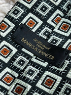 Marks & Spencer - Black Cream Rust Geometric Aztec tie