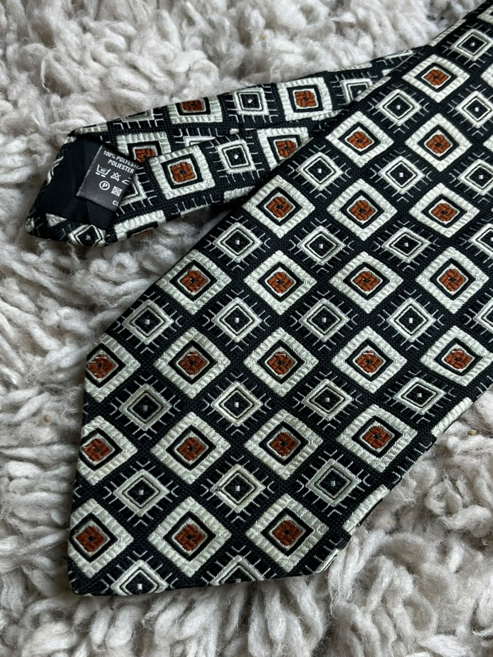 Marks & Spencer - Black Cream Rust Geometric Aztec tie