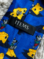 ITEMS Made in UK - Royal Blue Mouse and Cheese Print Novelty tie