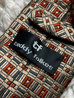 Teddy Folkes Silk Made in Italy - Bronze Orange Geometric Tie