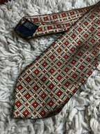 Teddy Folkes Silk Made in Italy - Bronze Orange Geometric Tie