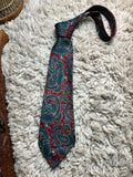 Woods & Gray Made in UK - Red Teal Paisley Silk-Feel Necktie