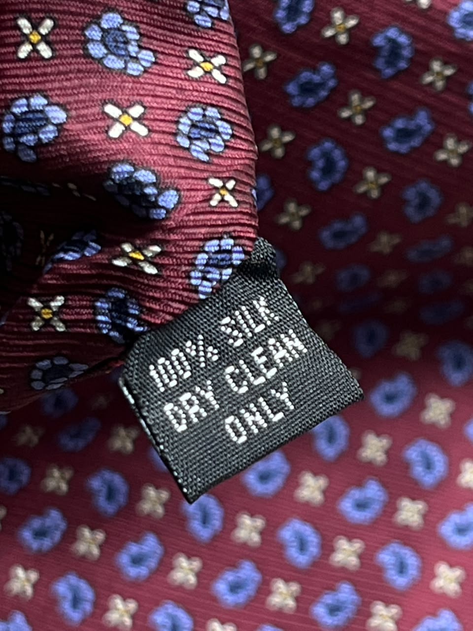 Erubin & Morris 100% Silk - Burgundy Blue Paisley Print tie