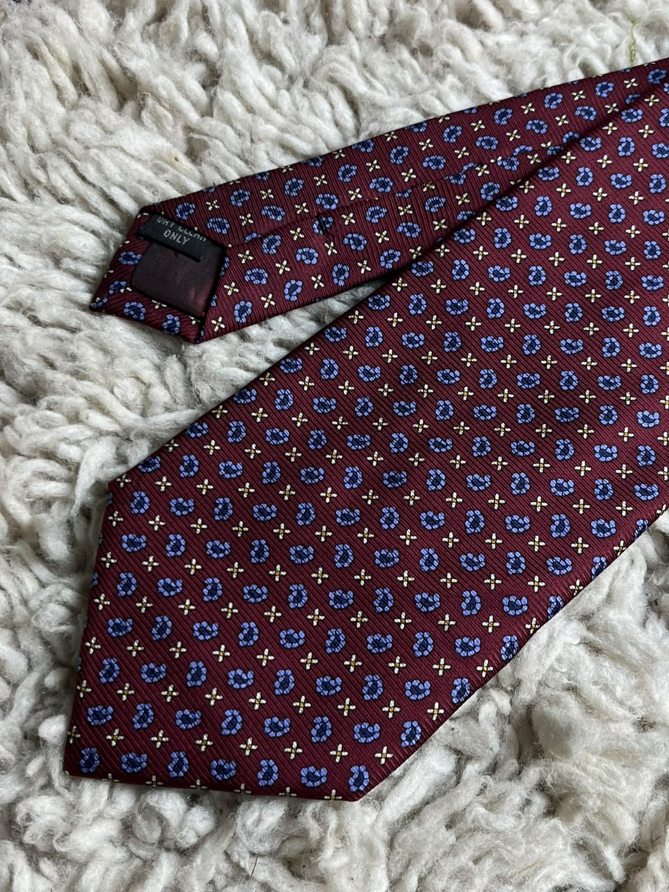 Erubin & Morris 100% Silk - Burgundy Blue Paisley Print tie