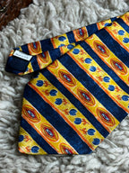 Burton Menswear Made in UK - Yellow Navy Striped Floral tie