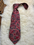 Gino Pompeii Pure Silk - Red Gold Navy Abstract Tribal Tie