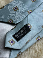 Roberto Silk Hand Made - Ice Blue Purple Paisley Diamond Tie