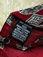 Marks & Spencer Pure Silk - Red Grey Diamond Geometric Tie