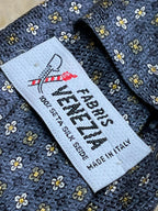 Vintage Fabris Venezia Made in Italy Silk - Charcoal Grey Micro Floral Tie