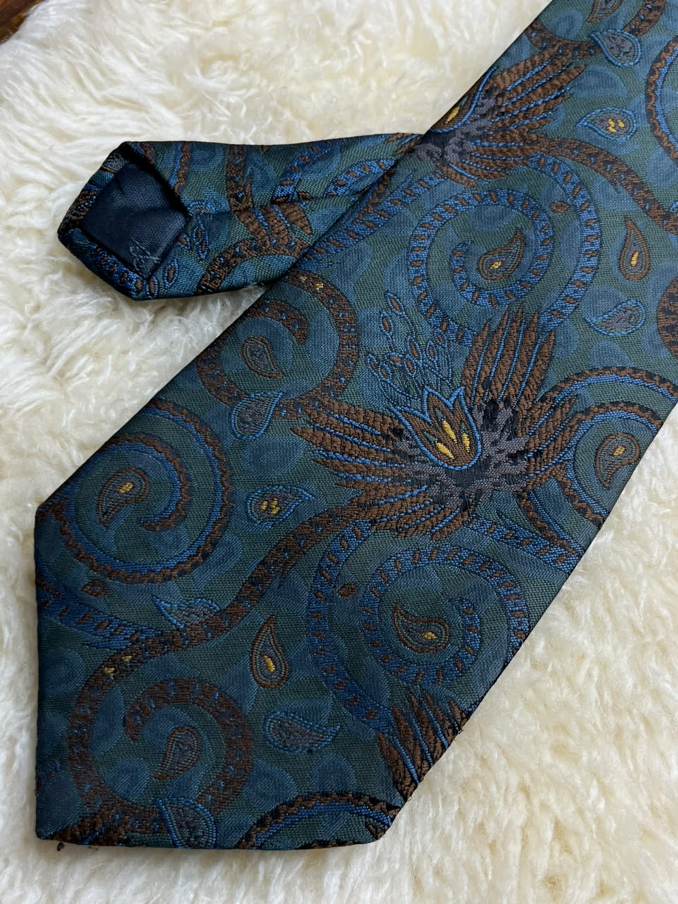 Achardinet Made in Ireland - Teal Brown Paisley Floral tie