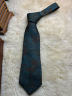 Achardinet Made in Ireland - Teal Brown Paisley Floral tie