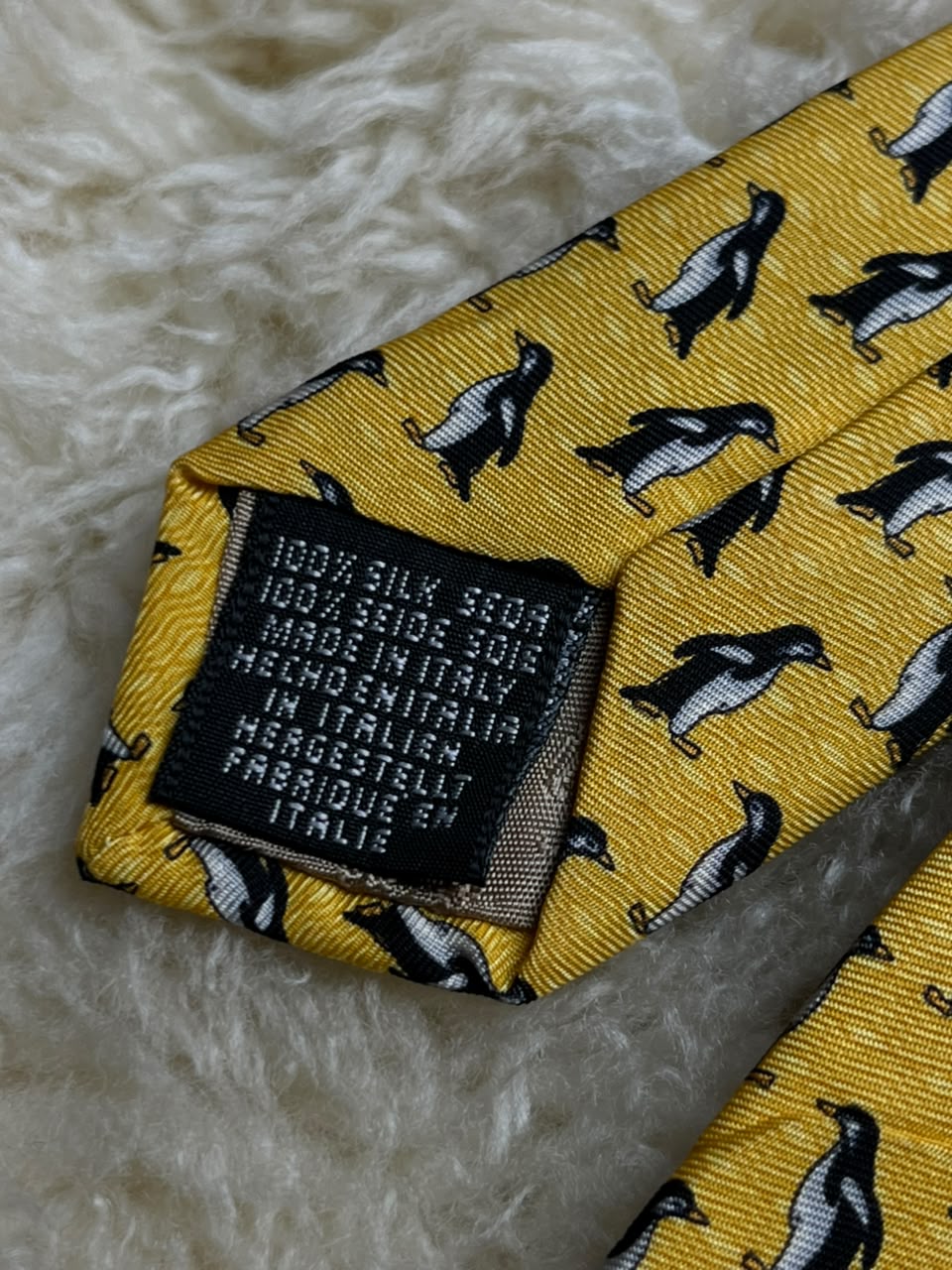 Beaufort Italian Silk Penguin - Bright Yellow Novelty Animal Tie