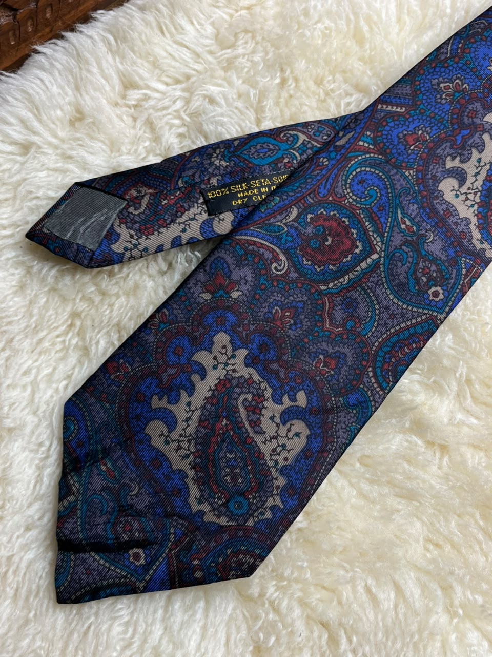 Legenda Made in Italy 100% Silk - Blue Red Baroque Paisley tie
