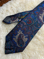 Legenda Made in Italy 100% Silk - Blue Red Baroque Paisley tie