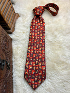 Montagu Retro Geometric Floral - Burgundy & Orange Daisy Tie