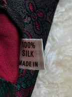 River Island Made in Britain - Green Burgundy Silk Paisley tie