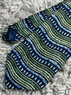Debenhams Men's  - Navy Blue Sage Green Abstract Wavy Tie
