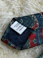 Woods & Gray Made in UK - Red Teal Blue Baroque Paisley tie