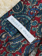 Woods & Gray Made in UK - Red Teal Blue Baroque Paisley tie
